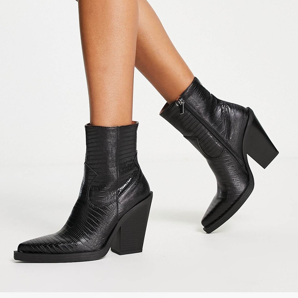 Berksha Faux Croc Western Boots
